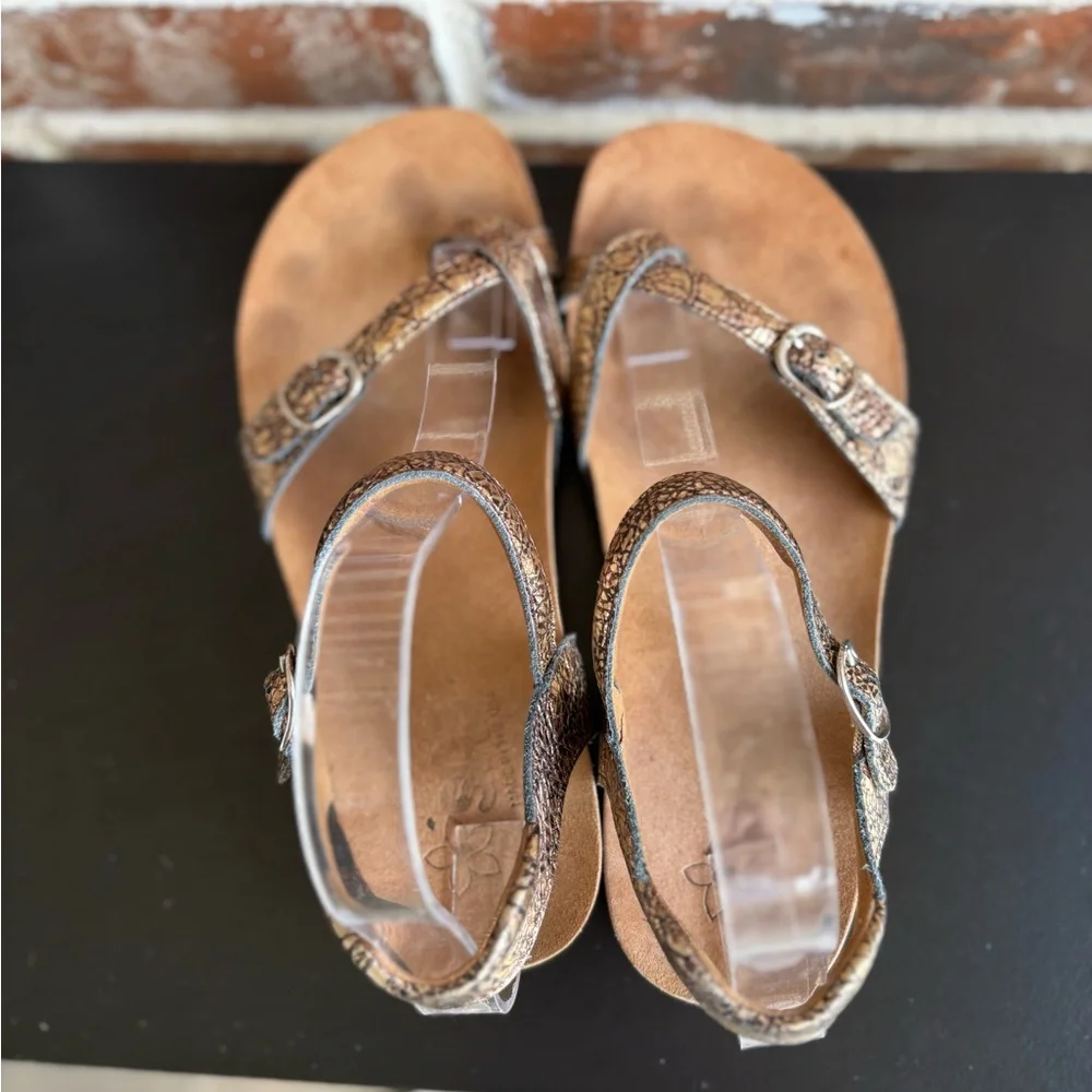 SAS Pampa Fantasia Metallic Toe Loop Sandals Strappy Two Buckles Size 9 - Picture 9 of 15